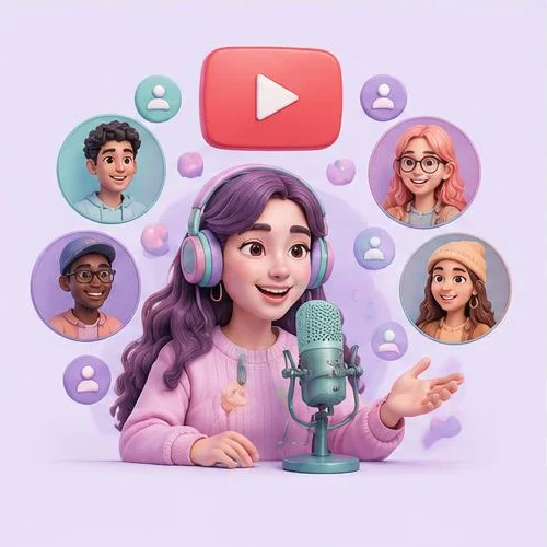 YouTube creators and subscribers illustration